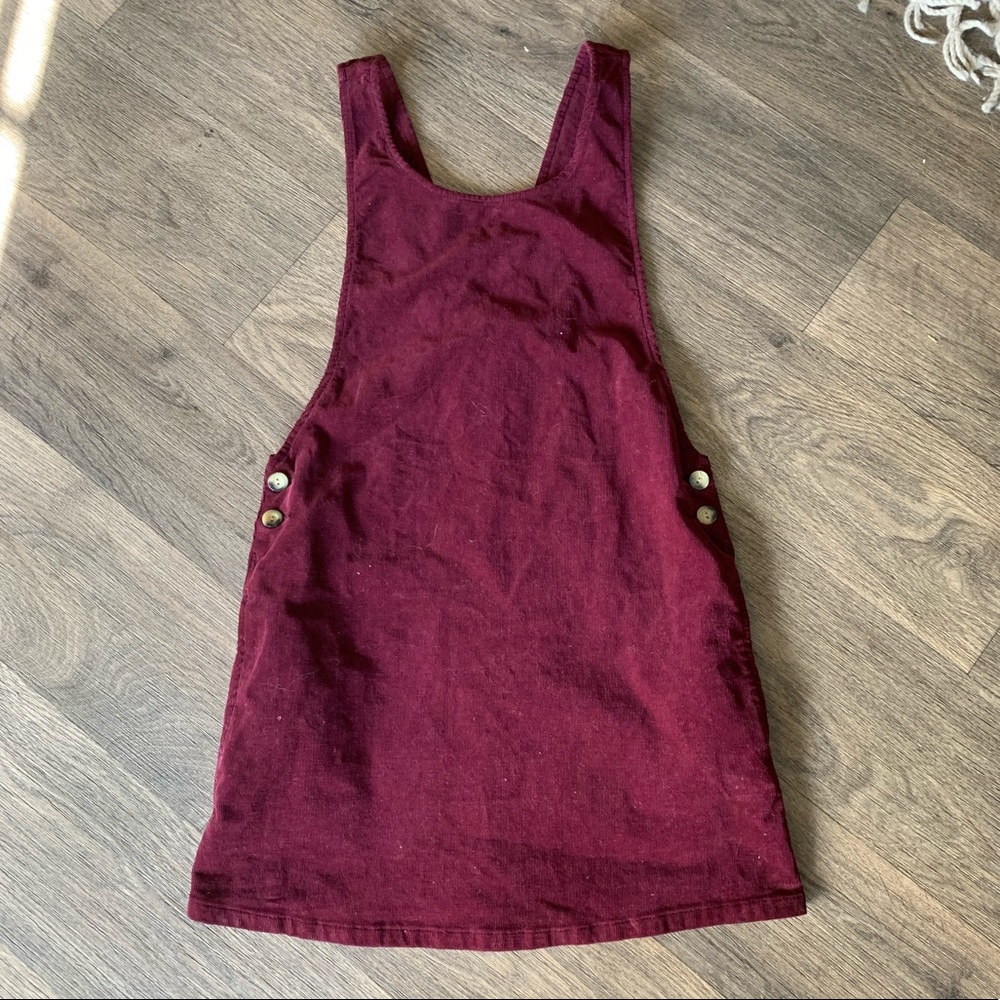Topshop Maroon Overall Dress